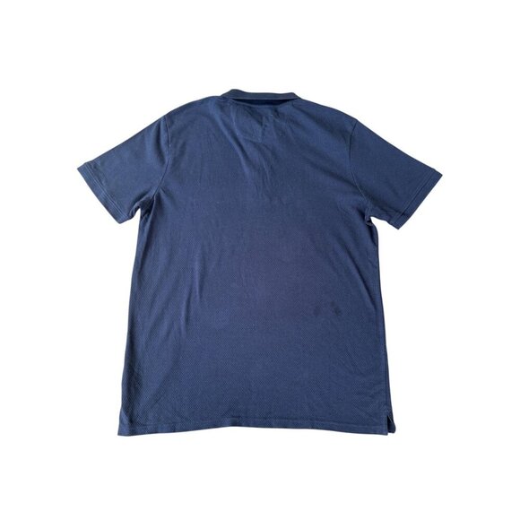 Peter Werth London Navy Polo Shirt Mens L Short Sleeve Cotton Textured Design Cl - Picture 2 of 5